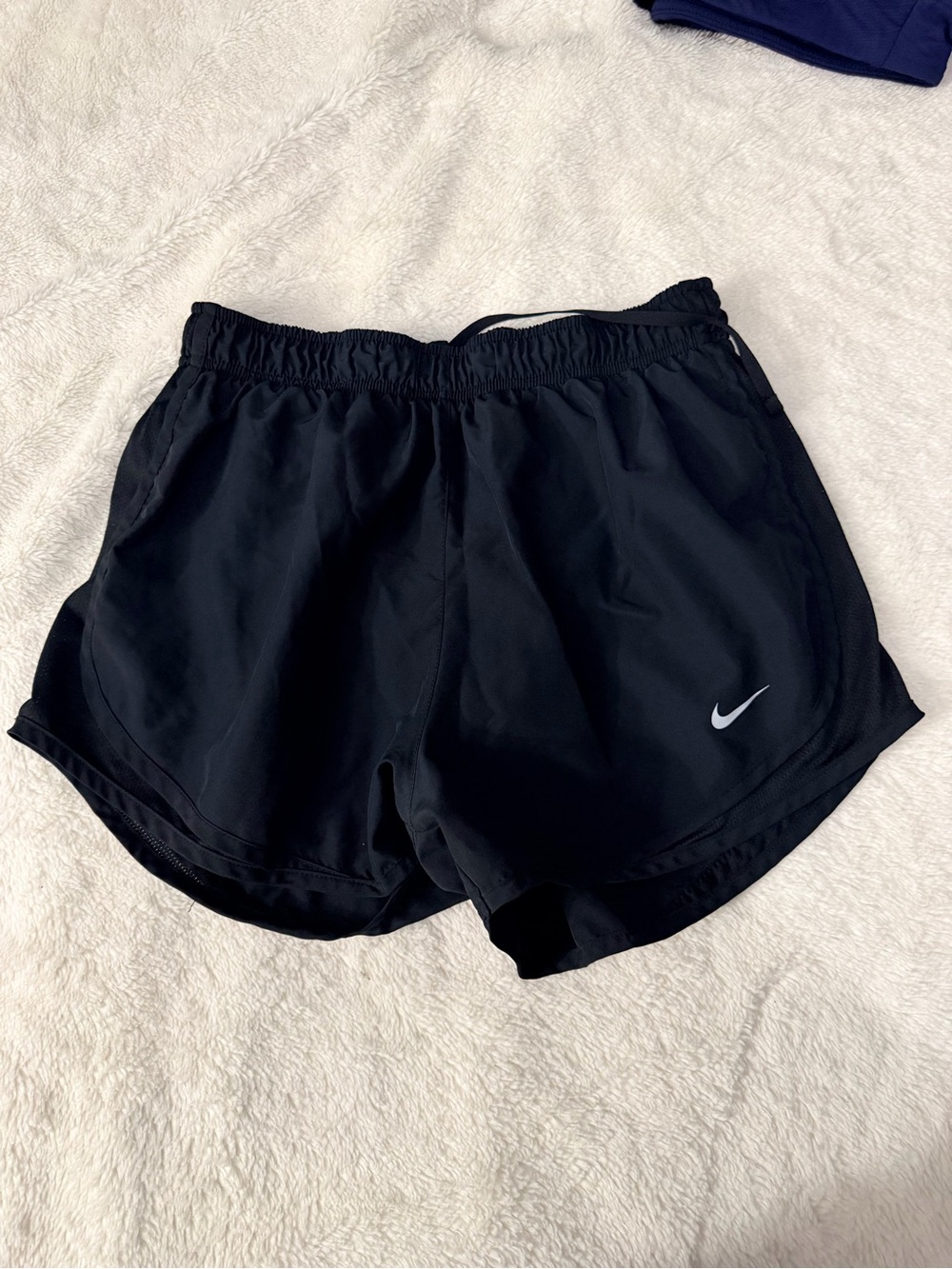Nike Women's Black Athletic Running Shorts with White Swoosh